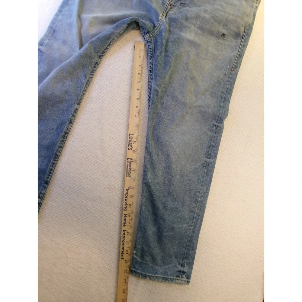 True Religion Mens 34 Slim Drop Rise Jeans Light Blue Flap‎ Pocket Distressed